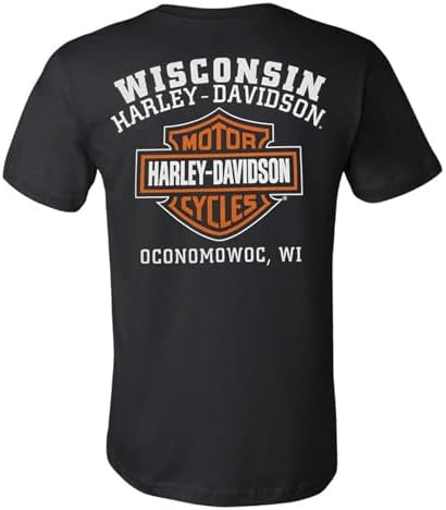 Harley-Davidson Camisa masculina icônica de manga curta com gola